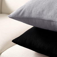 Corduroy Grey Combo Cushion Cover (Pack of 4)