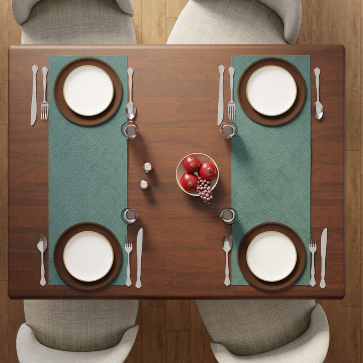 Quilted Velvet Aqua Table Runner