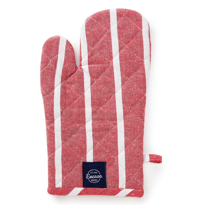 Cotton Roma Red Stripes Oven Gloves (Pack of 2)