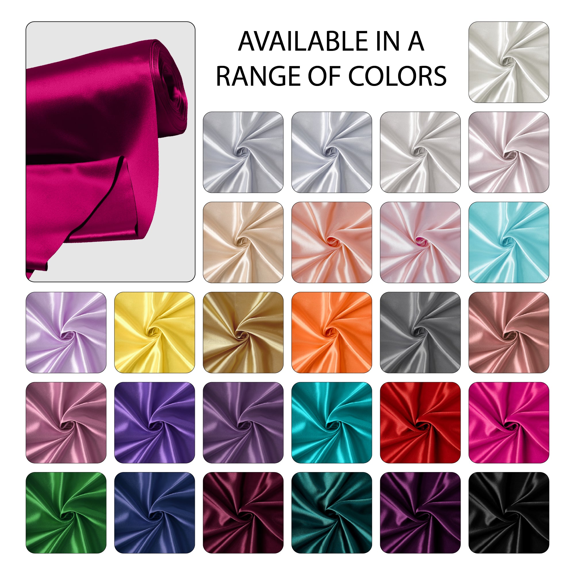 Silky Satin Fabric Material By Meter | 110 Cm Width, Silk & Shiny Fabrics | Fabric For Scrunchies, Dress, Pillowcases, Pajamas, Evening Dress, DIY