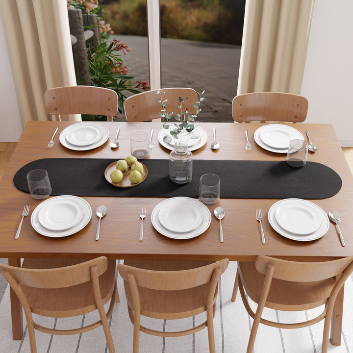 Cotton Black Table Runner (Pack of 1)