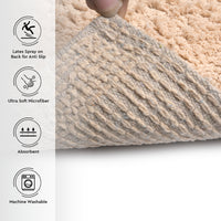 Polyester Beige Shower Curtain + Bathmat (Pack of 3)