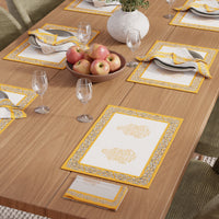 Cotton Canvas Yellow-01 Placemat + Table Napkins