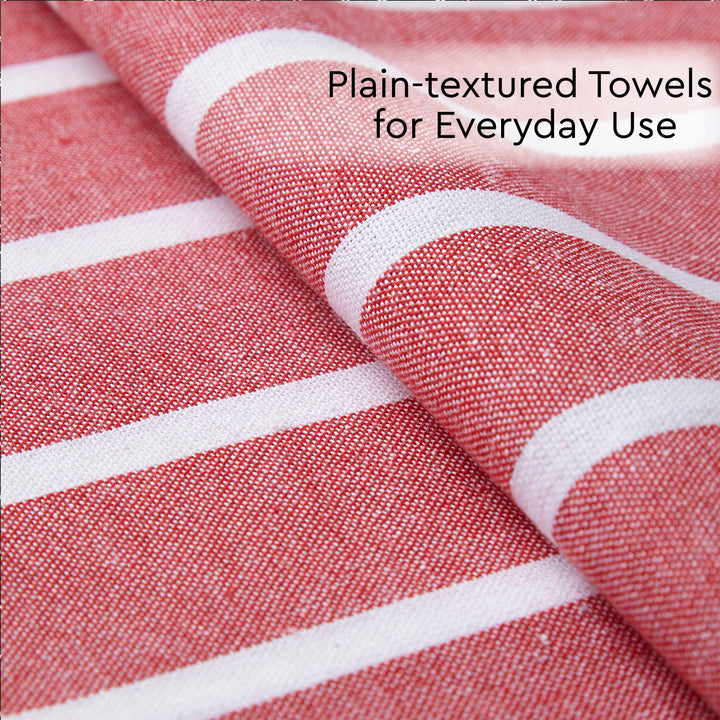 Cotton Roma Red Stripes Kitchen Towel (Pack of 4)
