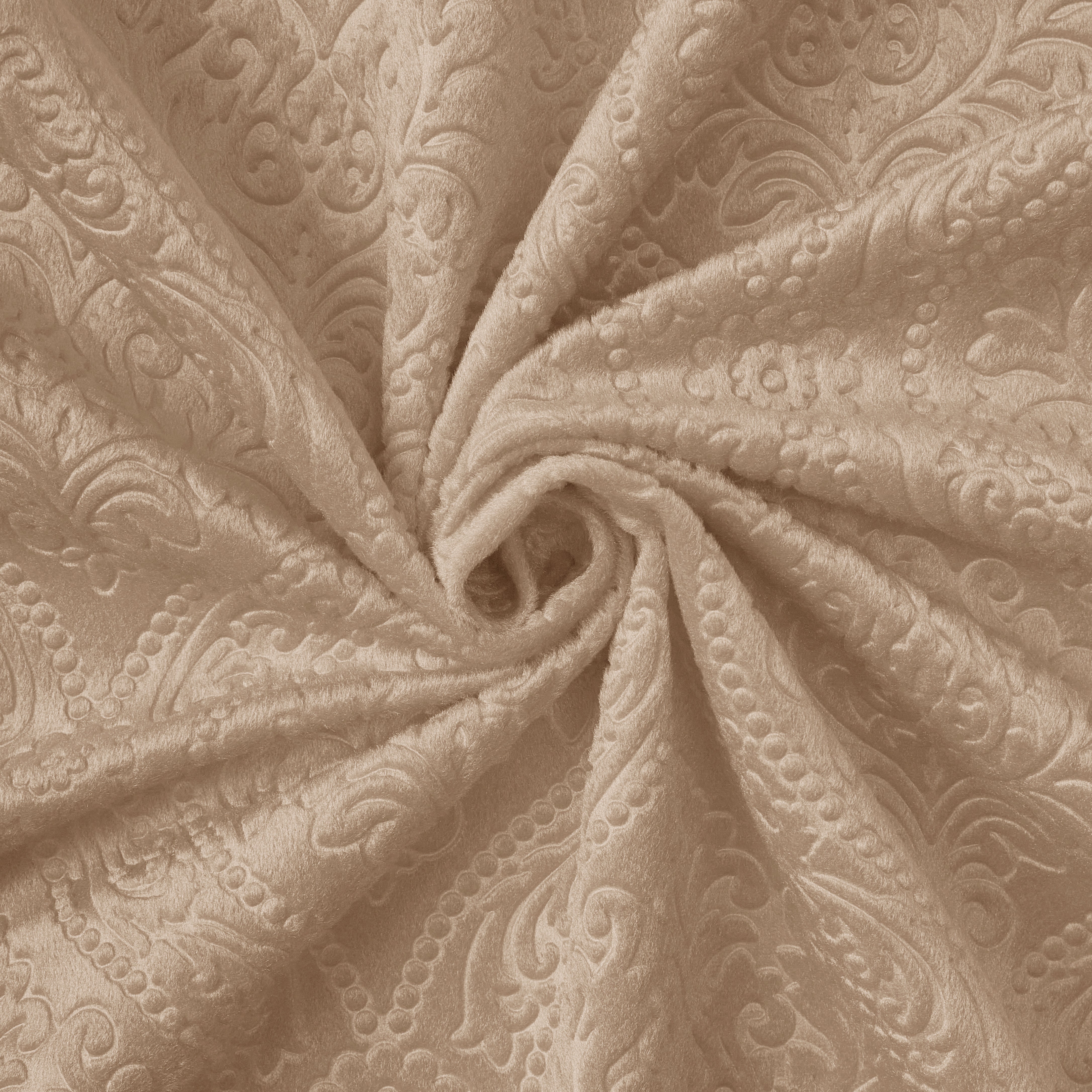 Embossed Velvet Beige Fabric by Meter