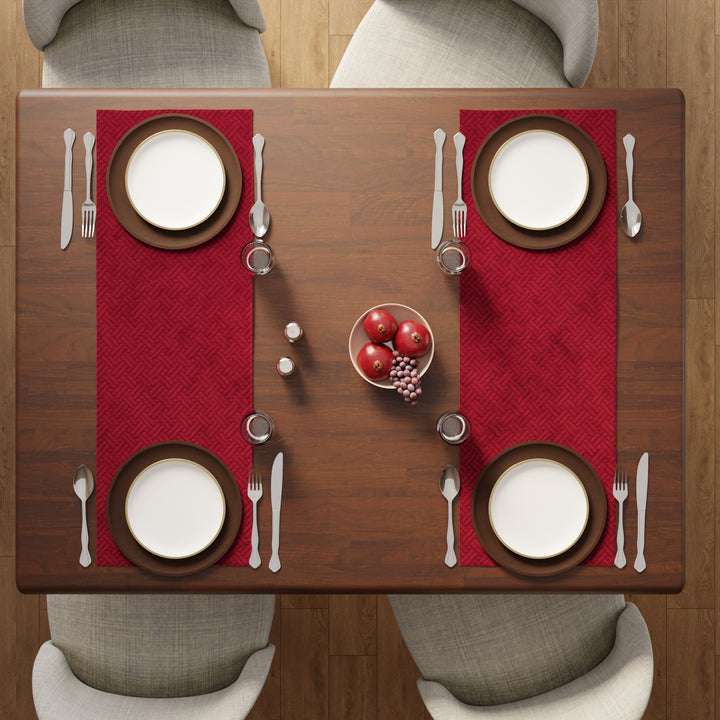 Quilted Velvet Red Table Runner