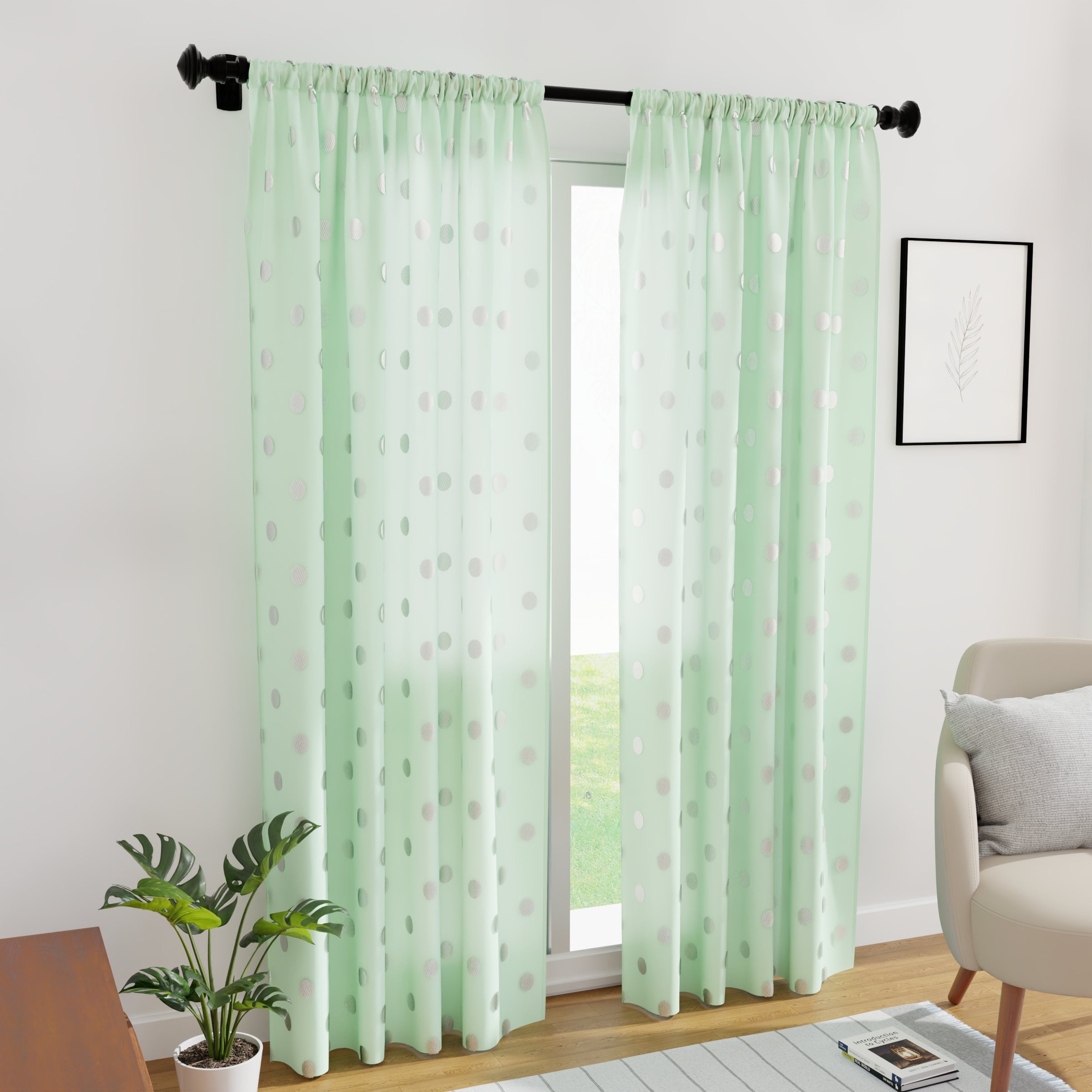 Micro Dollar Mint Curtain (Pack of 2)