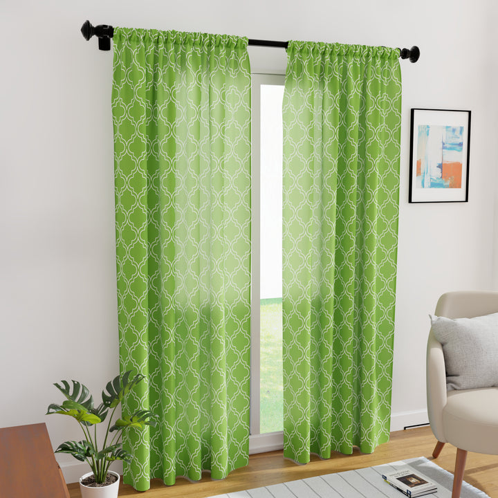 Polyester Trellis Greenery Curtain (Pack of 2)