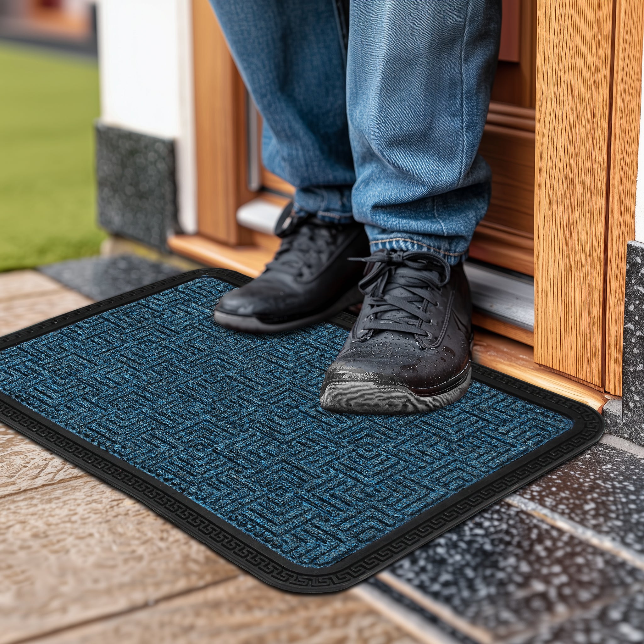 Polypropylene Main Door Entrance Mats Welcome Mat with Rubber Border | Anti Slip Rubber Backing | Ideal for Home, Outdoor, Balcony, Office | Pack of 1