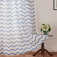 Polyester Chevron Blue Curtain (Pack of 2)