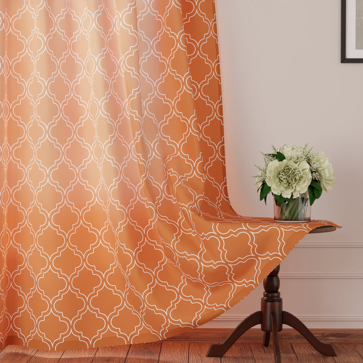 Polyester Trellis Copper Curtain (Pack of 2)