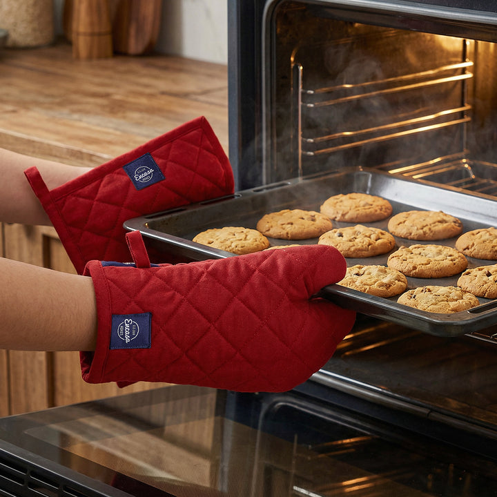 Cotton Red Oven Glove & Pot Holder