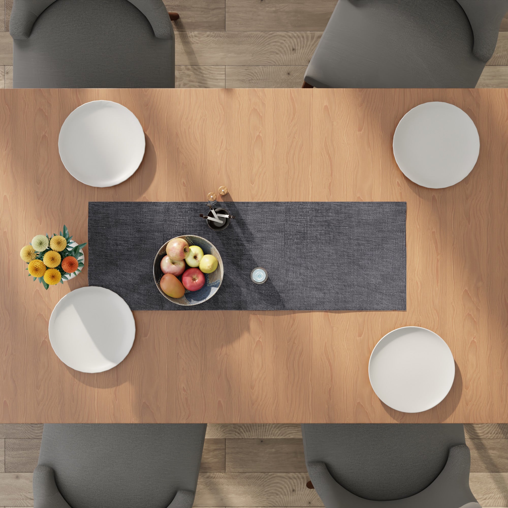 Chenille Grey Table Runner