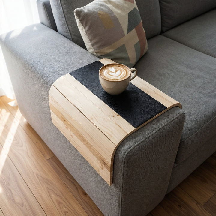 Pinewood Cream with Brown Antiskid Top Wooden Tray (Pack of 4)