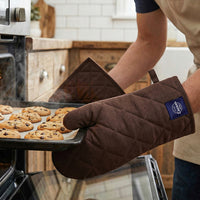 Cotton Dark Taupe & Beige Oven Glove & Pot Holder