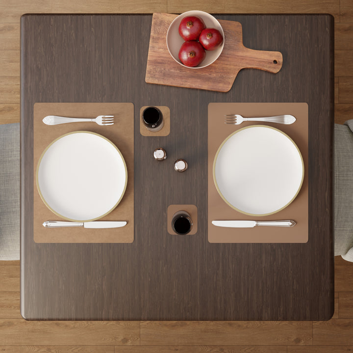 2 Sided Leather Taupe Placemat + Coaster