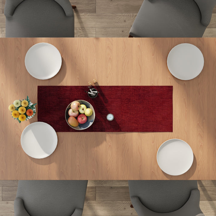 Chenille Scarlet Red Table Runner