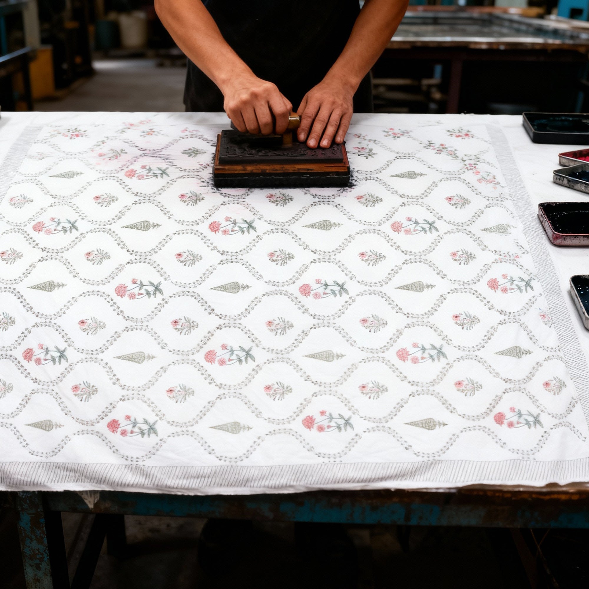 Jaipuri Hand block Print Cotton Swiss Tablecloth