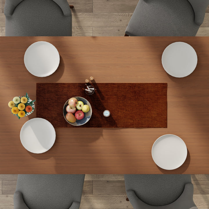 Chenille Rust Orange Table Runner
