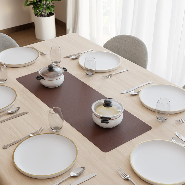 2 Sided Leather Brown & Tan Table Runner (Pack of 1)