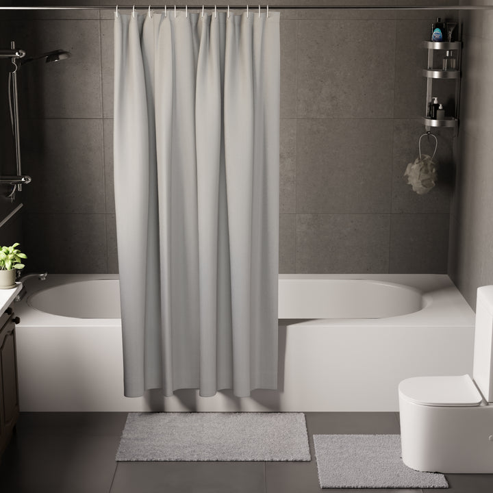 Polyester ZZ Light Grey Combo Shower Curtain + Bathmat (Pack of 3)
