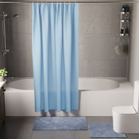 Polyester Blue Shower Curtain + Bathmat (Pack of 3)
