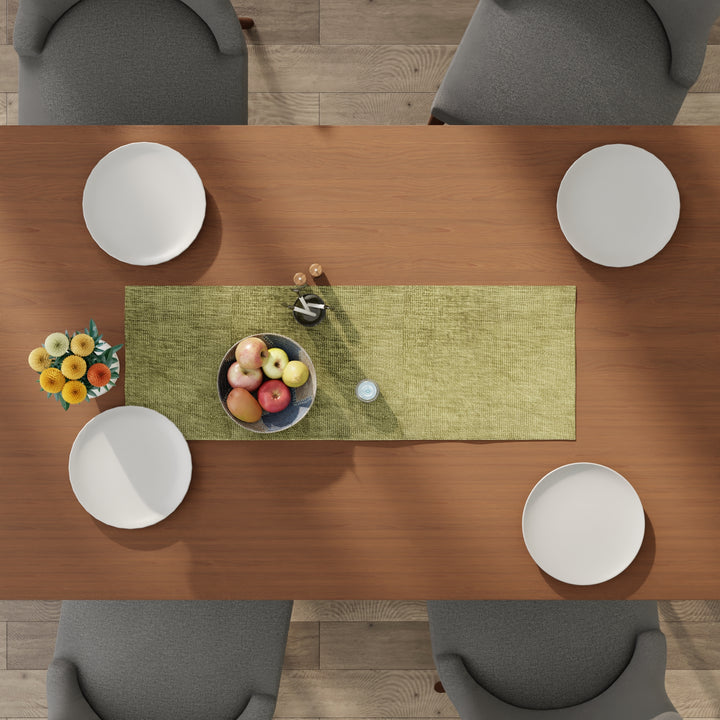 Chenille Olive Table Runner
