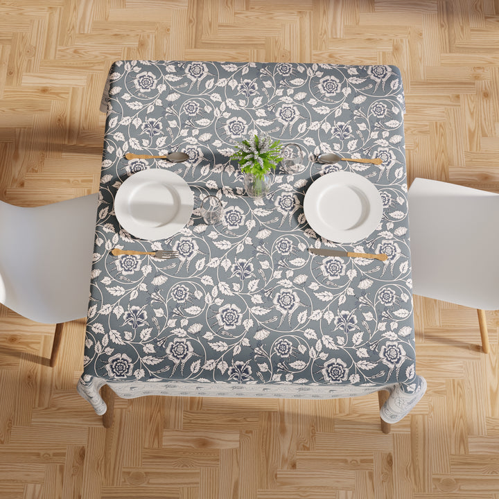Polyester French Grey Printed Table Cloth (Pack of 1)