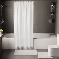 Polyester White Shower Curtain + Bathmat (Pack of 3)