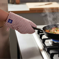 Cotton Ticking Red Apron + Oven Glove + Pot Holder (Pack of 3)