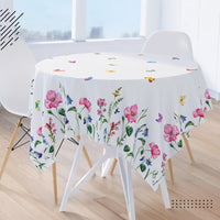 WR Spun Polyester Pink Butterflies Printed Table Cloth (Pack of 1)