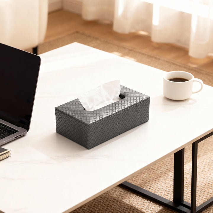 PU Leather Grey Tissue Box (Pack of 1)