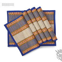 Madur Kathi Blue Table Runner+Placemat (Pack of 7)