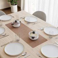 2 Sided Leather Taupe Table Runner (Pack of 1)