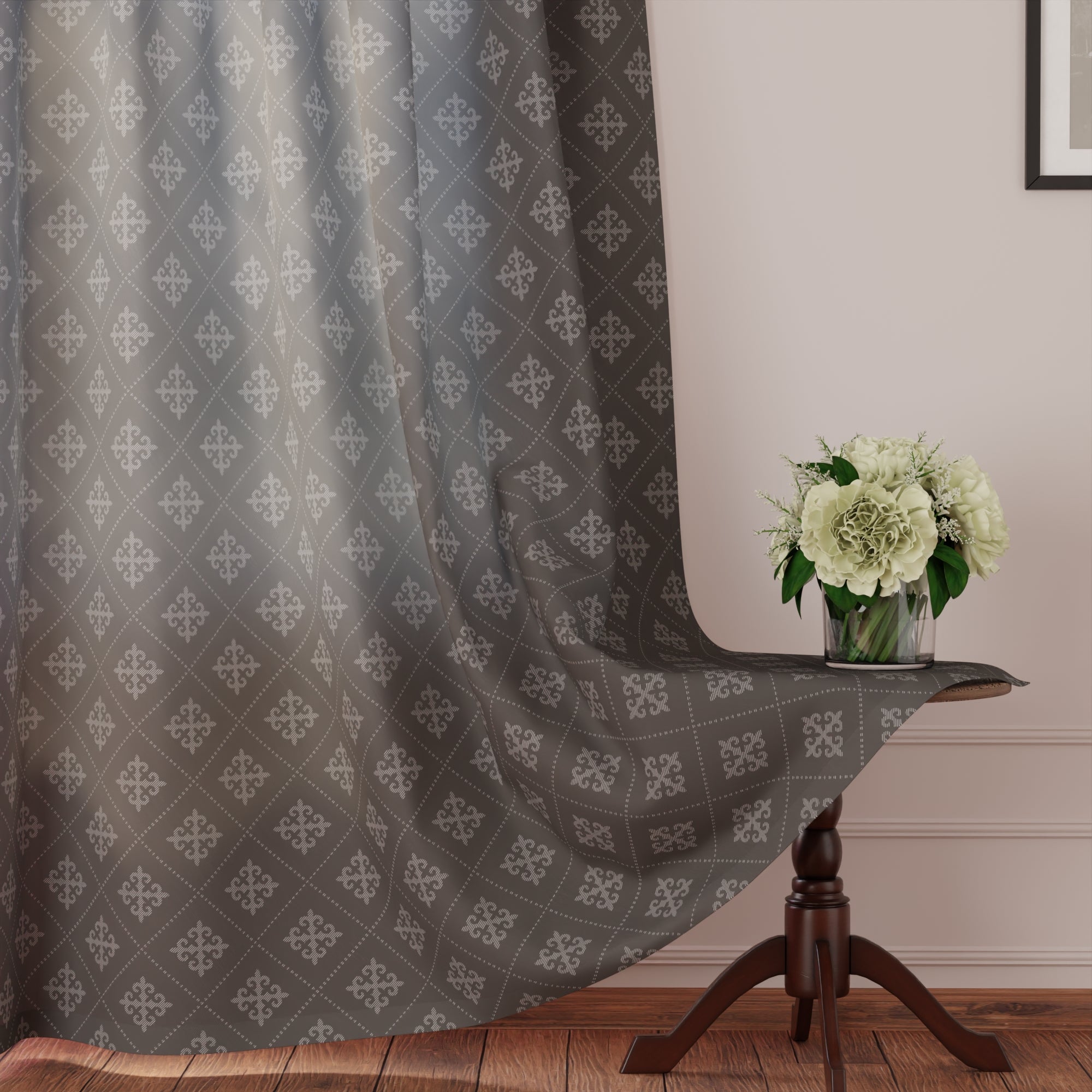Micro Moroccan Grey Curtain (Pack of 2)