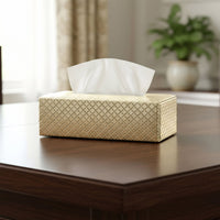 PU Leather Light Gold Tissue Box (Pack of 1)