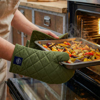 Cotton Leaf Green Oven Glove & Pot Holder
