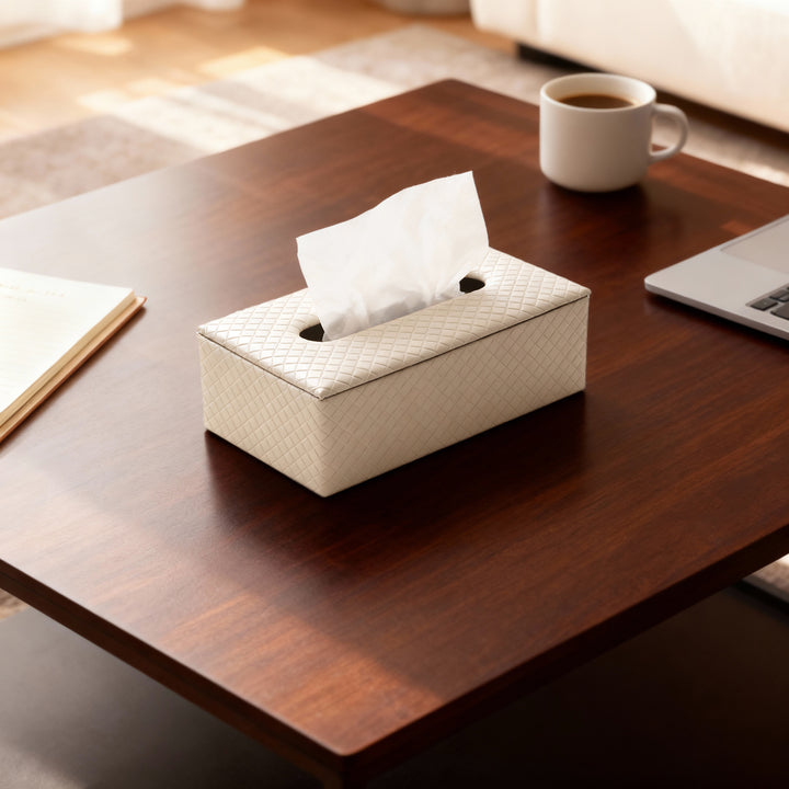 PU Leather Cream Tissue Box (Pack of 1)