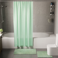 Polyester Mint Shower Curtain + Bathmat (Pack of 3)