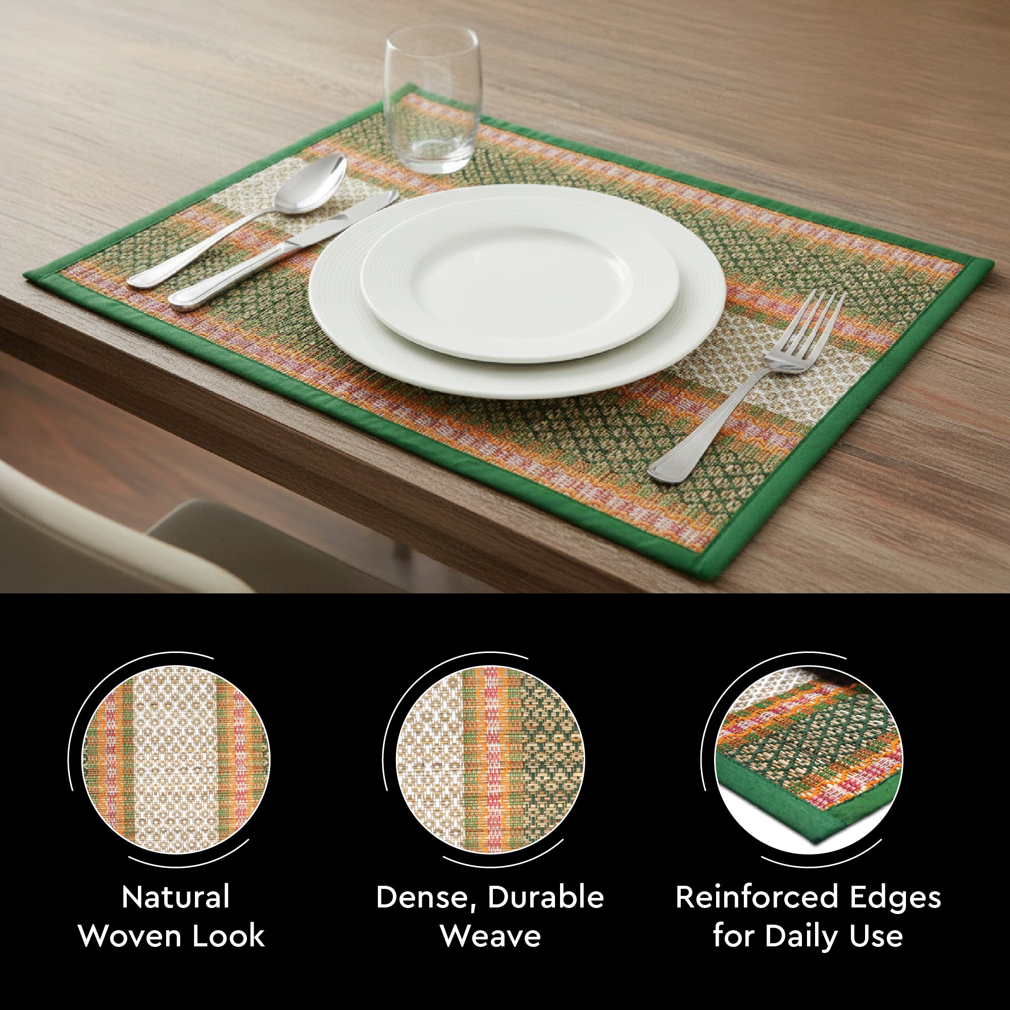 Madur Kathi Green Placemat (Pack of 4)