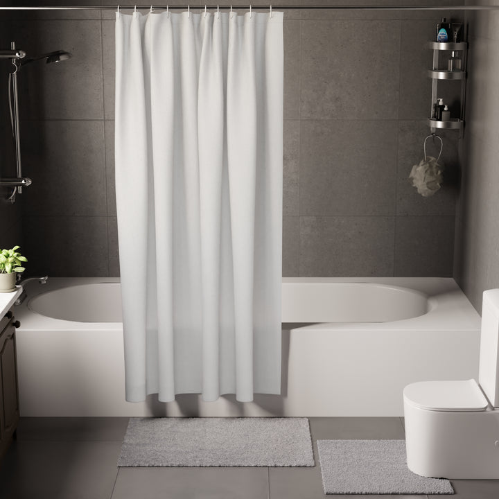Polyester Grey Shower Curtain + Bathmat (Pack of 3)