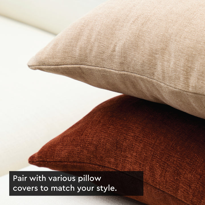 Chenille Solid Rust Orange Cushion Cover (Pack of 1)