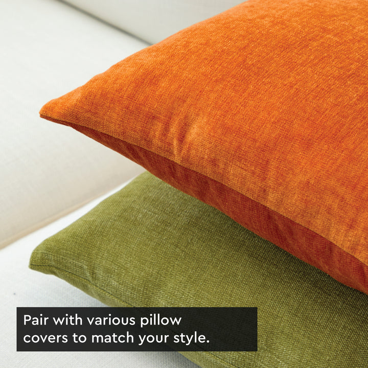 Chenille Solid Orange Cushion Cover (Pack of 1)