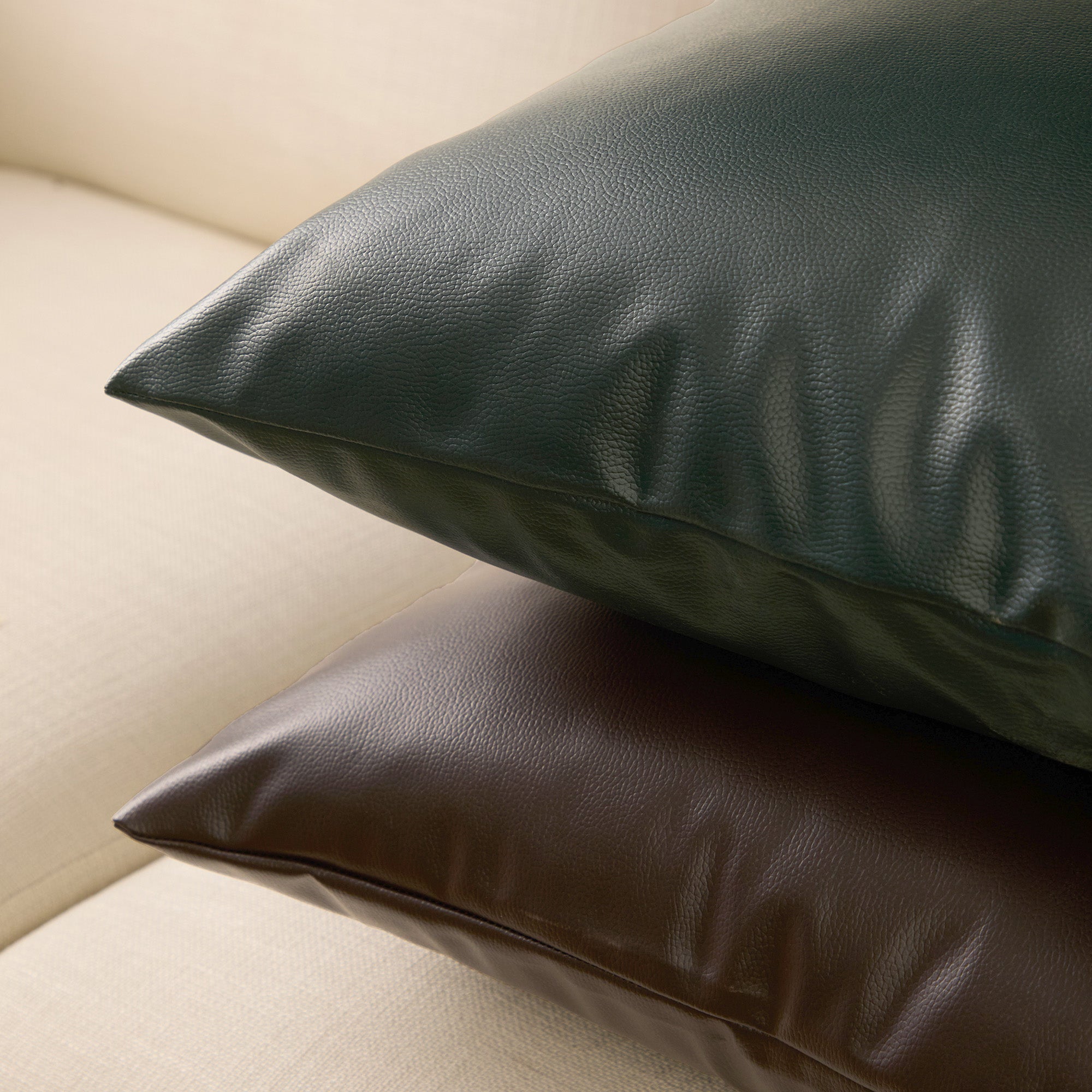 PVC Leather Green Cushion Cover (Pack of 1)