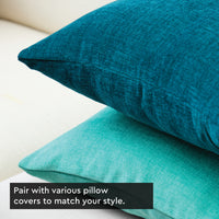Chenille Solid Turq Cushion Cover (Pack of 1)