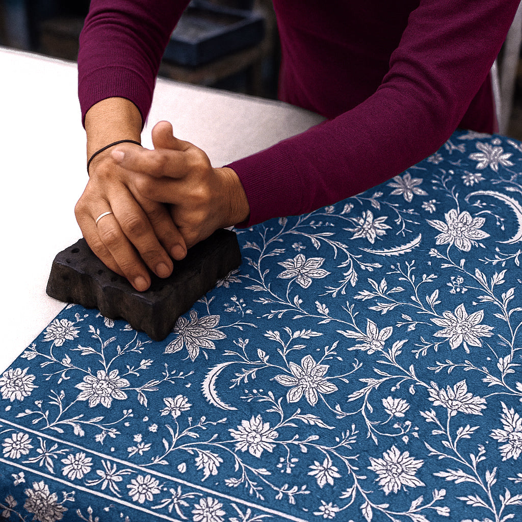 Jaipuri Hand block Print Cotton Blue Tablecloth