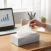 PU Leather Silver Tissue Box (Pack of 1)