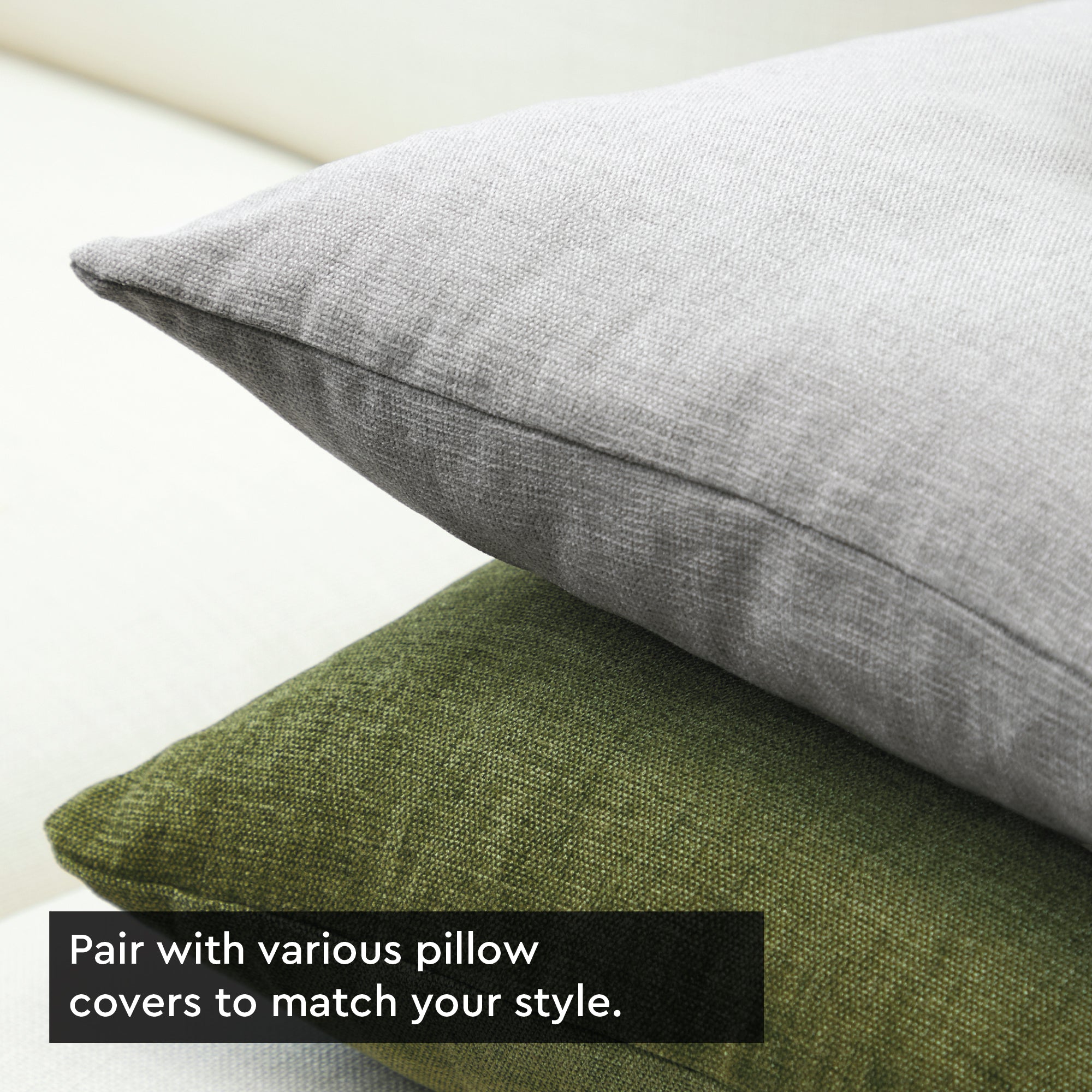 Chenille Solid Light Grey Cushion Cover (Pack of 2)