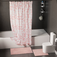 Polyester Pink Carnations Combo Shower Curtain + Bathmat (Pack of 3)