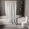 Polyester Grey Shower Curtain + Bathmat (Pack of 3)